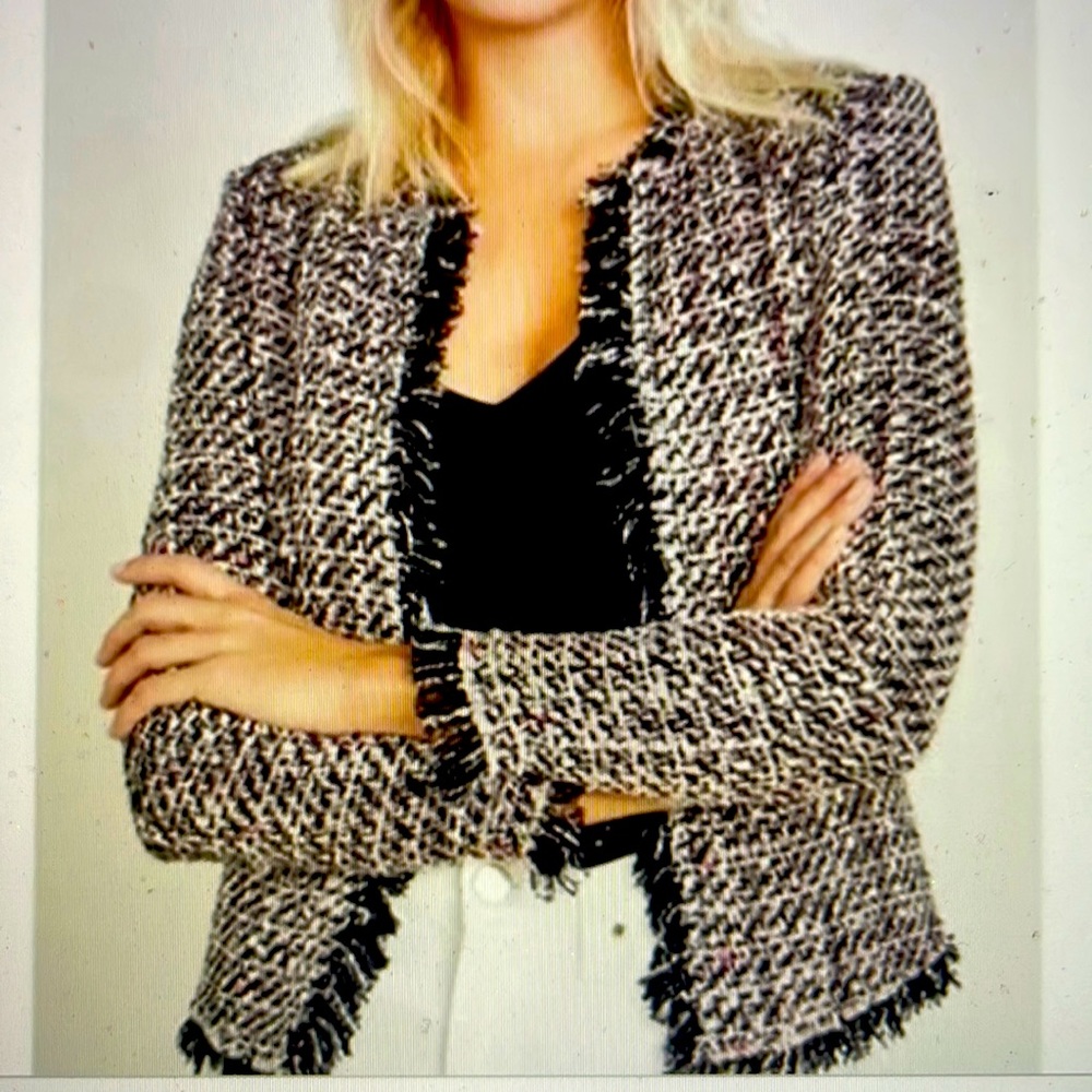NWT IRO Shavadispe Jacket in Pink Black Multi Blazer Tweed size FR 42 US 8-10